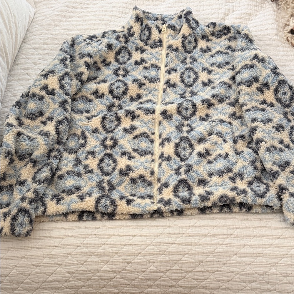 Lucky Brand Blue and Gray Sherpa Jacket